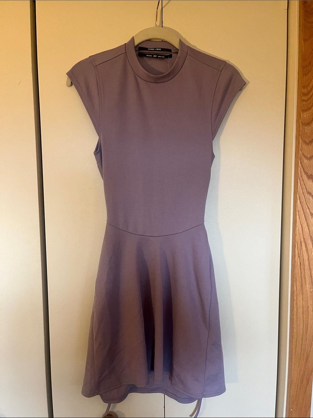 Silence + Noise Urban Outfitters Lavender Mock Neck Fit-and-Flare Mini Dress